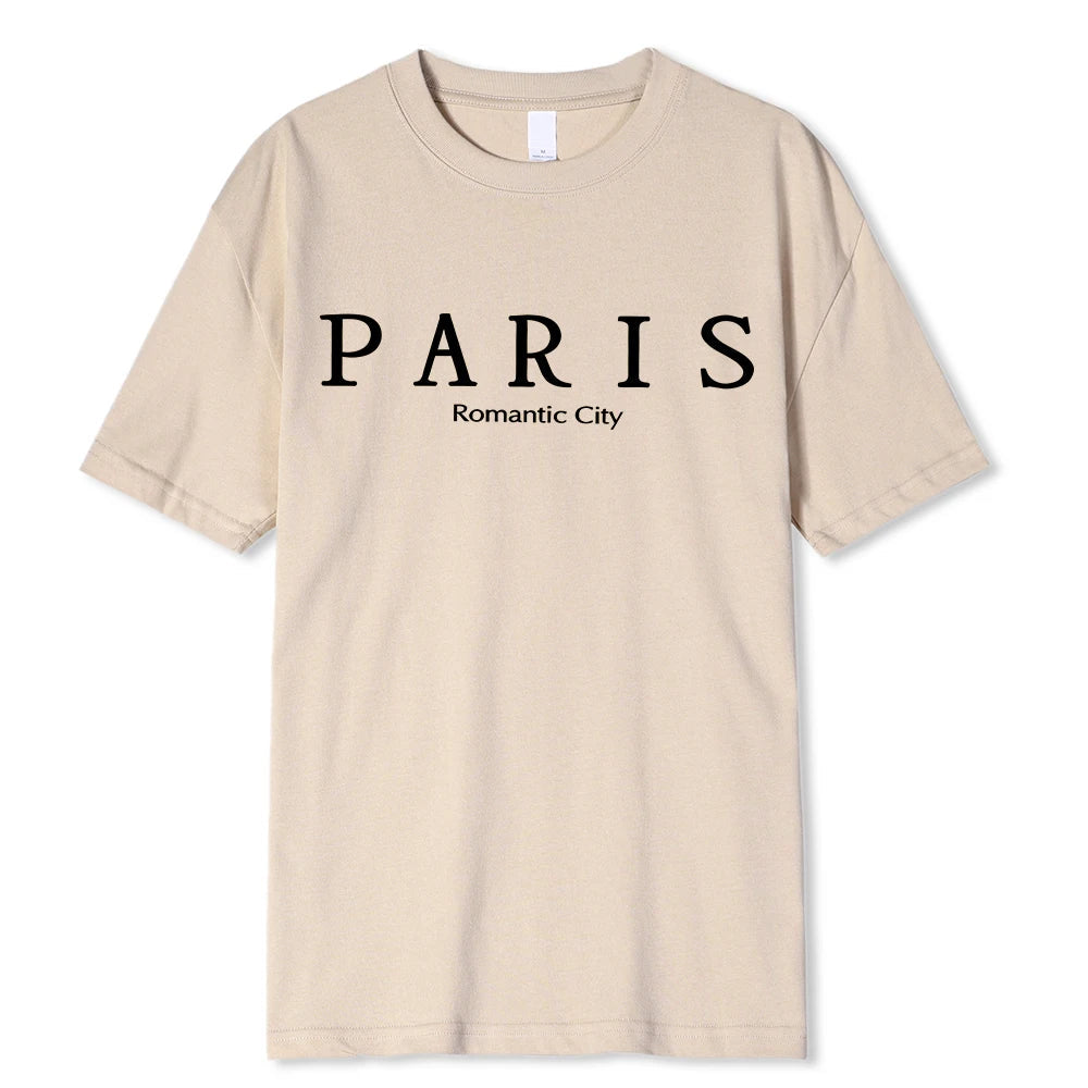 Paris Romantic City Letter Graphic Print Tees Men T-Shirt Summer Loose Clothing Loose Cotton Oversize Tshirt Street Soft Tops    Home Decor Supply | Online Retail | ShoreShopper.com