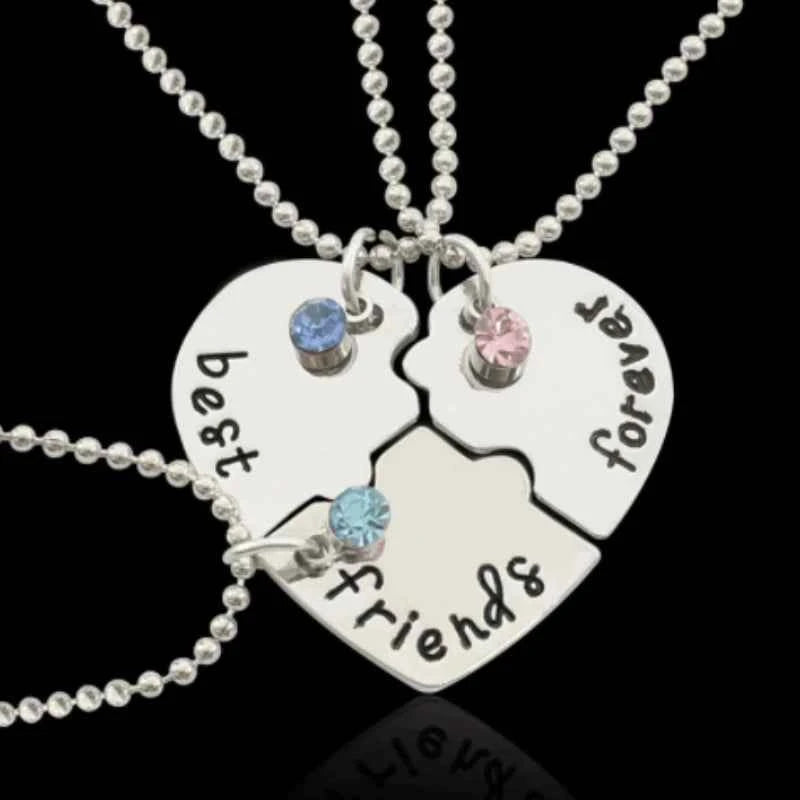 3 piece best friend necklace Women Necklac Chain 3 Piece Set Best Friend Friendship Pendant Bff Matching Necklace Jewelry