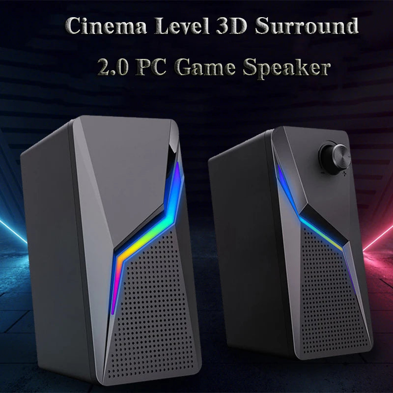 Computer Gaming Speakers PC Sound Box HIFI Stereo Microphone USB Wired With LED RGB Lighting Strong Bass 2.0 Loudspeaker    Home Decor Supply | Online Retail | ShoreShopper.com