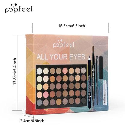 POPFEEL Eye Makeup Set, Eyeshadow Palette, Eyeliner, Mascara, Eyebrow Pencil, Makeup Tool Set Box, Gifts For Women - ShoreCo.Shop