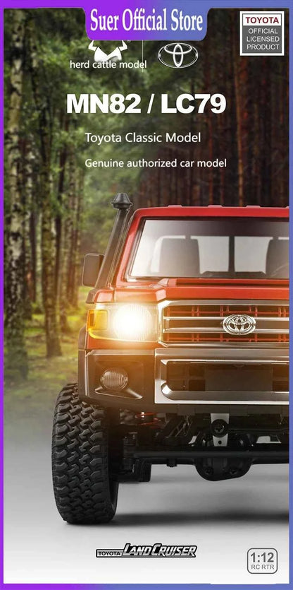 Rc Car MN82 1:12 Retro with LED Lights, Full Scale Analog LC79, Professional Four-wheel Drive Truck, Toy Truck Model RC
