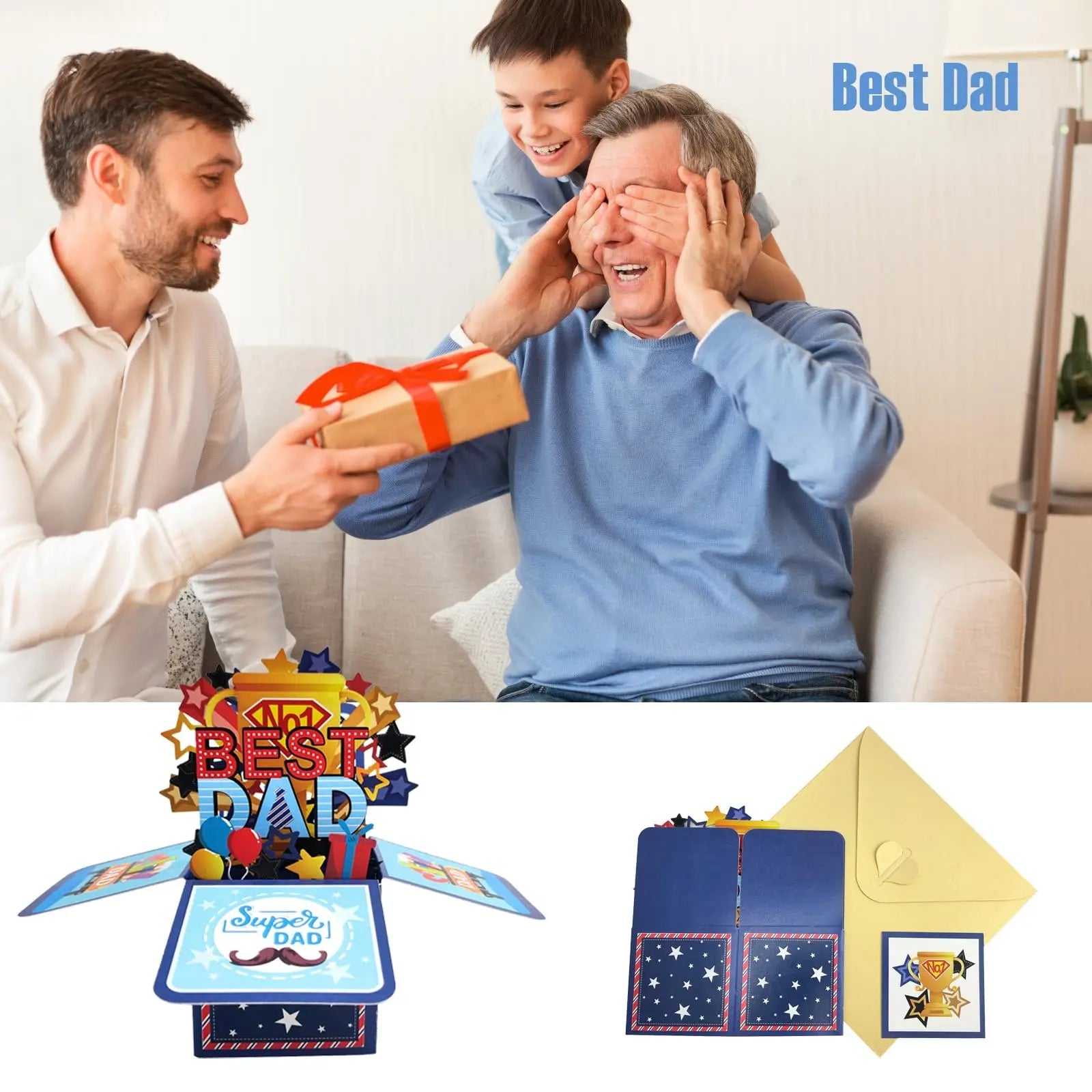 3D Pop Up Father's Day Card Handmade Best Dad Birthday Gift with Note & Envelope - Thank You Card for Dad from Daughter Son    Your Coastal Marketplace | Shoreshopper.com