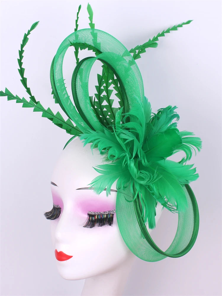 Light blue feather headwear, women's formal event Derby headwear, elegant ladies' hat, fashionable wedding headwear hat    Your Coastal Marketplace | Shoreshopper.com