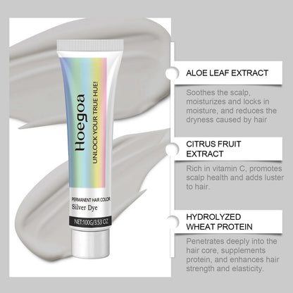 Hoegoa Grey Hair Cream Long Lasting Colour Lock Nourishing Phytocare Trendy Hair Colour Hairdresser - ShoreCo.Shop