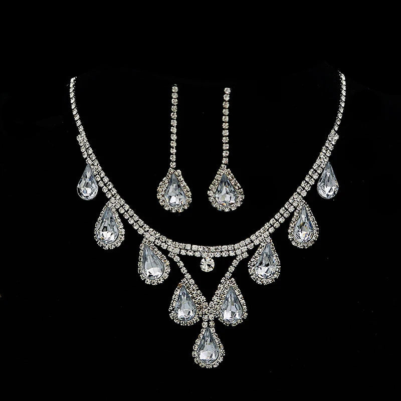 Romantic 2 Pieces/set Wedding Jewelry Set Shiny Crystal Bridal Jewelry Set Ladies Necklace Earrings    Home Decor Supply | Online Retail | ShoreShopper.com