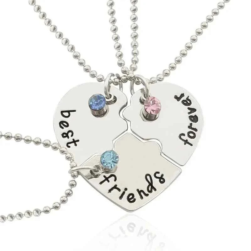 3 piece best friend necklace Women Necklac Chain 3 Piece Set Best Friend Friendship Pendant Bff Matching Necklace Jewelry