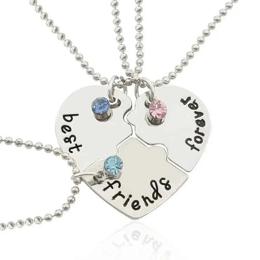 3 piece best friend necklace Women Necklac Chain 3 Piece Set Best Friend Friendship Pendant Bff Matching Necklace Jewelry