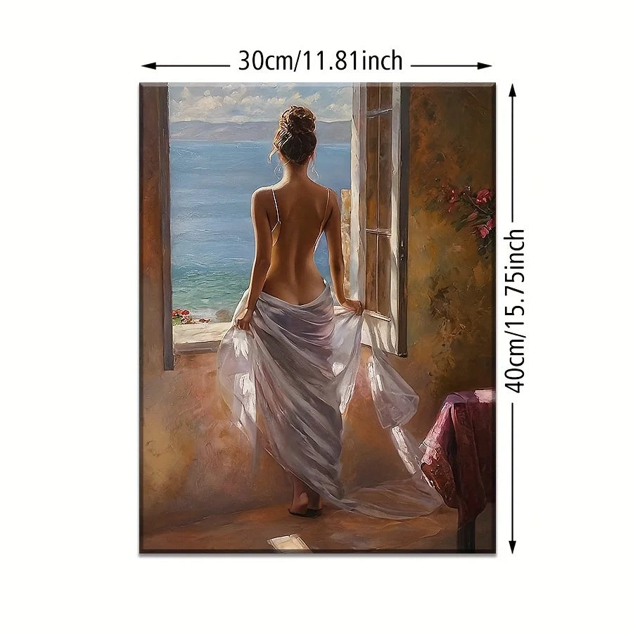 Elegant Mediterranean Canvas Wall Art - HD Seaside Painting with Wood Frame for Serene Home Decor, Ocean Theme Decoration    Home Decor Supply | Online Retail | ShoreShopper.com