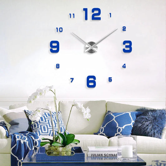 Fashion 3D Mediterranean style big size blue wall clock mirror sticker DIY brief living room decor meetting room wall clock    Home Decor Supply | Online Retail | ShoreShopper.com