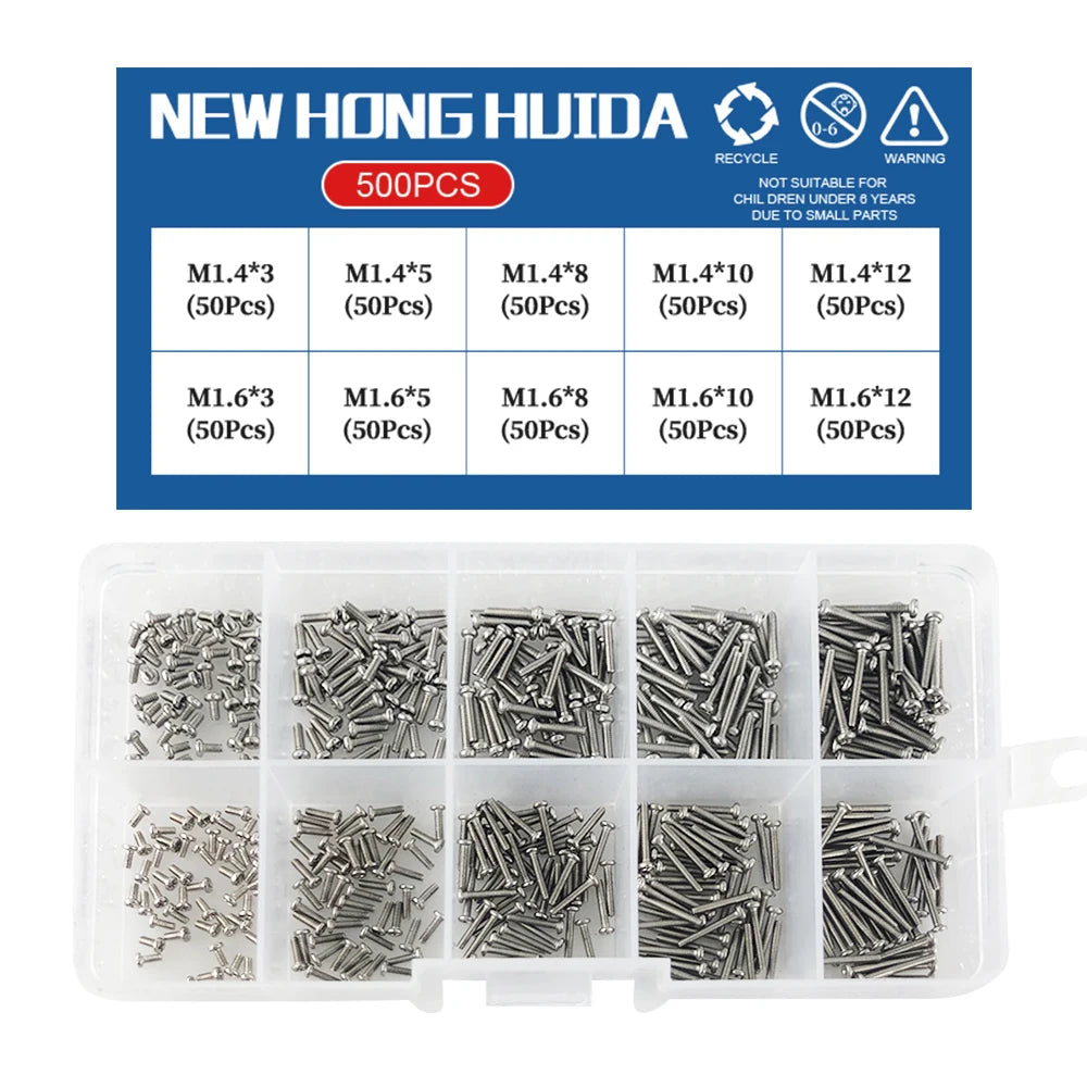 M1 M1.2 M1.4 M1.6 M2.5 M3 304 Stainless Steel Round Head Cross Small Screw Set Metric Thread Machine Bolt Assortment Kit Set    Home Decor Supply | Online Retail | ShoreShopper.com