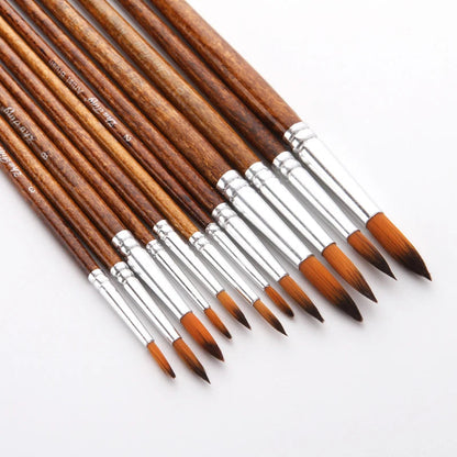 12 Pcs/set Nylon Hair Wooden Handle Watercolor Paint Brush Pen Set Learning DIY Oil Acrylic Painting Art Paint Brushes Supplies    Home Decor Supply | Online Retail | ShoreShopper.com