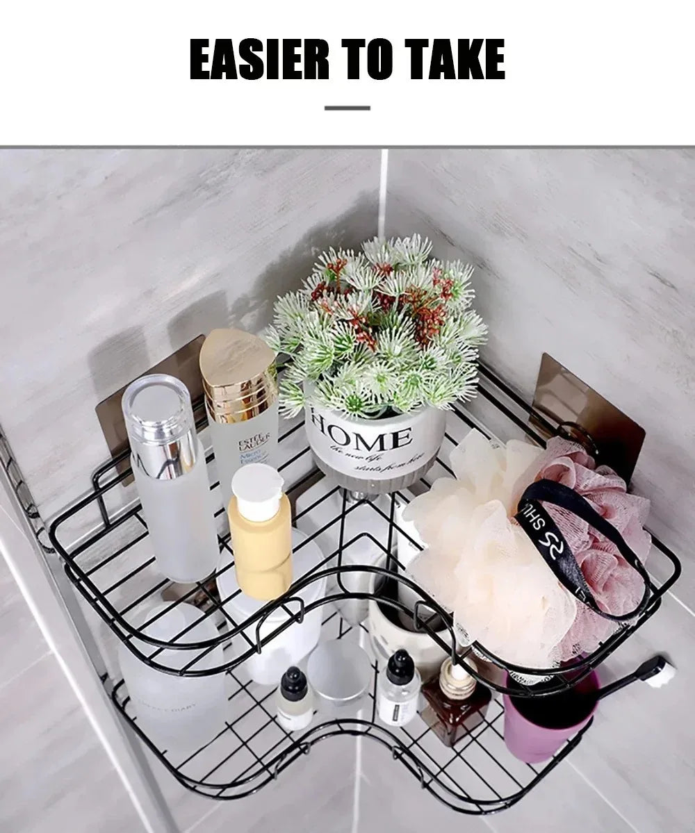 Toilet Storage Rack Bathroom Shelf No-Drill Corner Shelf Shower Wall Mounted Shelf Bracket Bathroom Accessory Organizer Shampoo    Home Decor Supply | Online Retail | ShoreShopper.com