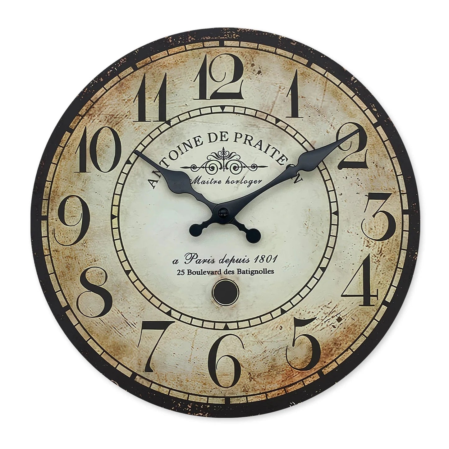 Retro“ Antoine De Praiteon a Paris Dehuis1801” Pattern Wooden Wall Clock Living Room Bedroom Kitchen Home Decoration Wall Clock Silent Quartz Clock Holiday Gift 10 Inches 12 Inches 14 Inches 16inch (Without Battery)    Home Decor Supply | Online Retail | ShoreShopper.com