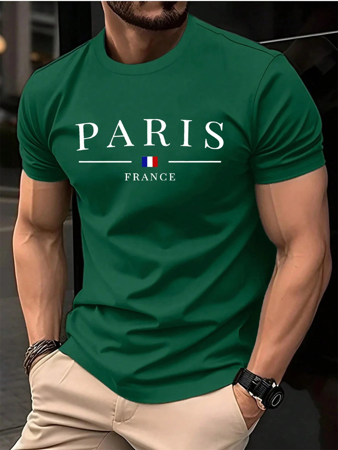 French Paris Print Men Women Pure Cotton T-shirt Popular Casual Fashion Trend Street Loose Sport Short-sleeve Adult Top Clothing    Home Decor Supply | Online Retail | ShoreShopper.com