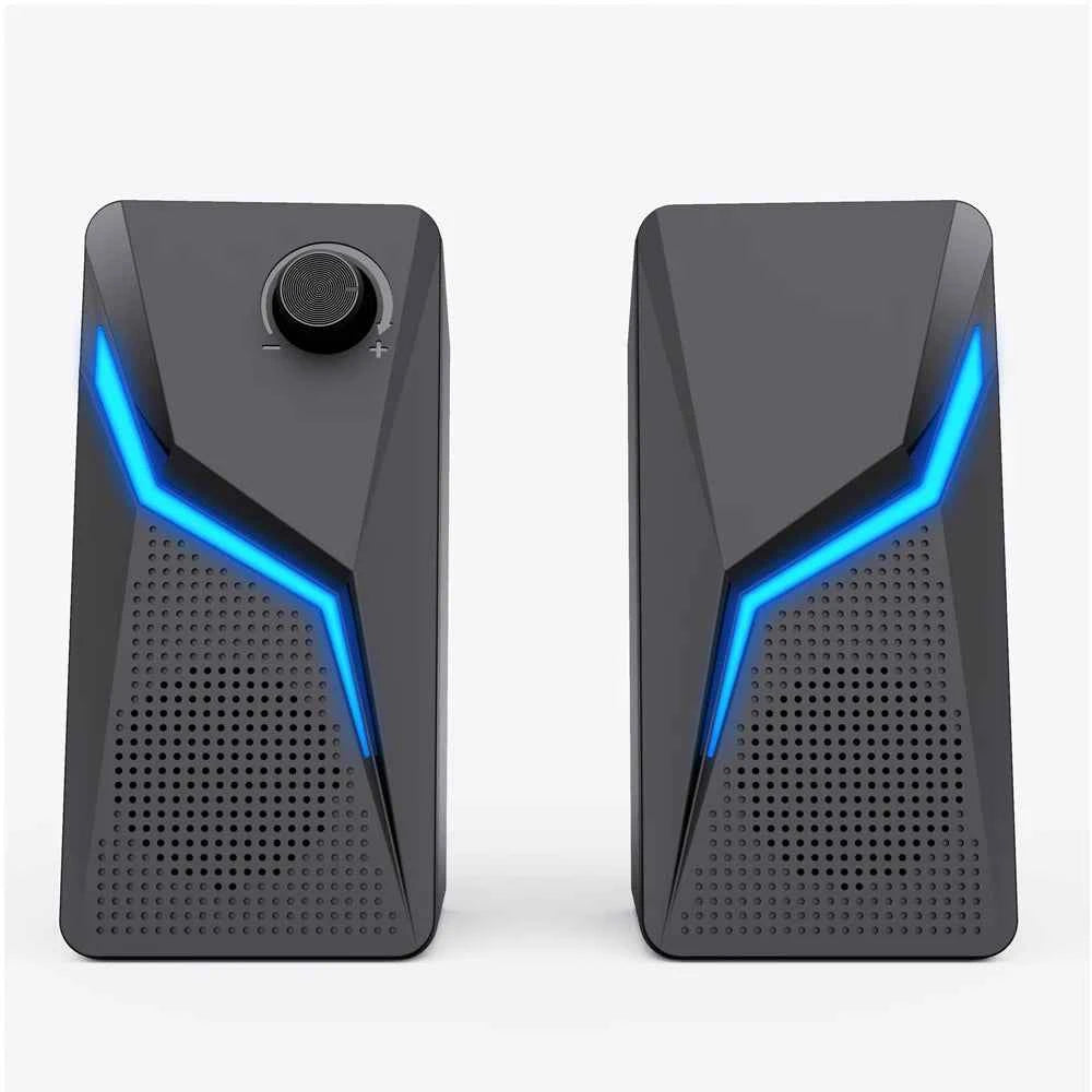 Computer Gaming Speakers PC Sound Box HIFI Stereo Microphone USB Wired With LED RGB Lighting Strong Bass 2.0 Loudspeaker