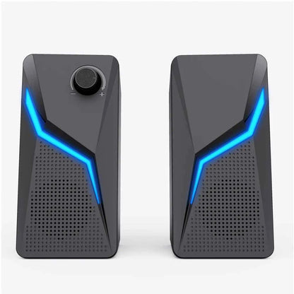 Computer Gaming Speakers PC Sound Box HIFI Stereo Microphone USB Wired With LED RGB Lighting Strong Bass 2.0 Loudspeaker