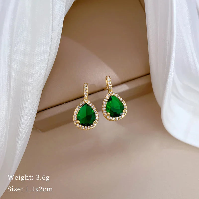 2pcs/set Jewelry Sets Women Elegant Waterdrop Green Rhinestone Pendant Necklace stud Earrings Wedding Dress Bridal Jewelry Set    Home Decor Supply | Online Retail | ShoreShopper.com