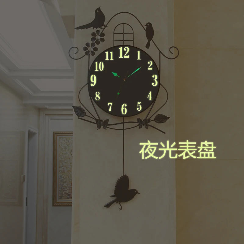 Creative Black Iron Swing Hanging Bird Wall Clock, Durable, Electronic, Large, Arts And Crafts, Modern Design    Home Decor Supply | Online Retail | ShoreShopper.com