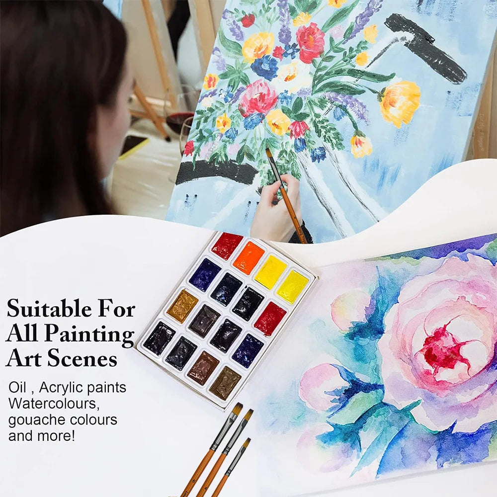 12/48pcs Premium Flat Art Paintbrush Set Durable Anti-Shedding Synthetic Nylon Bristles for Watercolor Acrylics Gouache Painting    Home Decor Supply | Online Retail | ShoreShopper.com