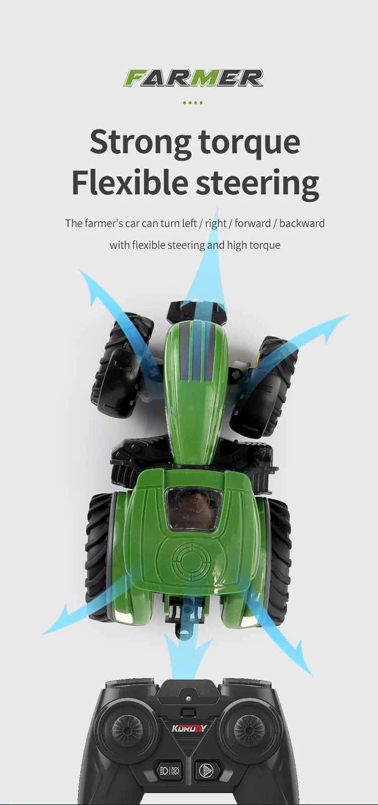 RC Farm Tractors Car 1/24 Radio Controlled Cars and Trucks 2.4G with Light Simulated Engineering Truck Model Toys for Children