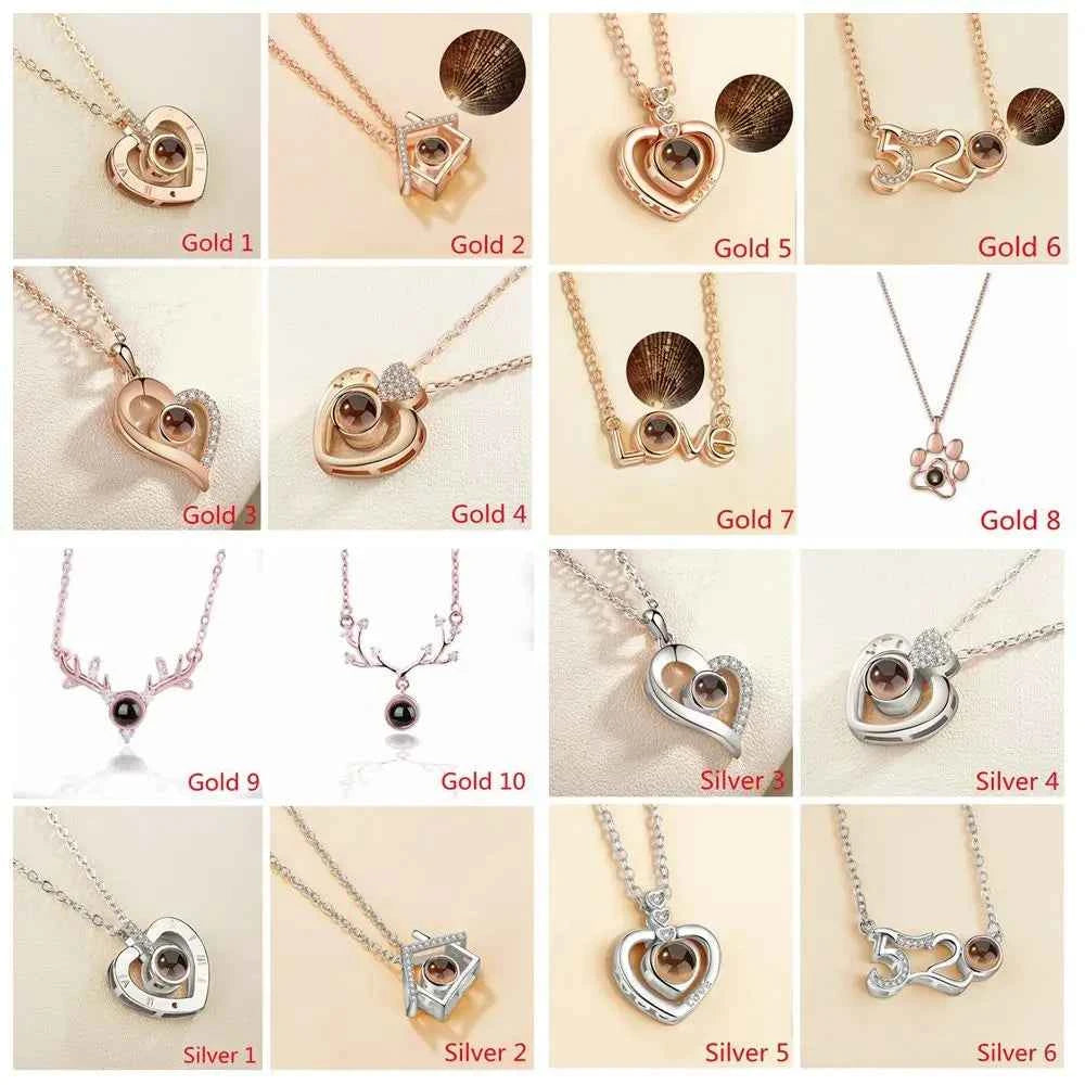 New Letter Necklace 100 Languages I Love You Projection Pendant Necklace Women Jewelry Collier Femme Bijoux Best Friends Gifts