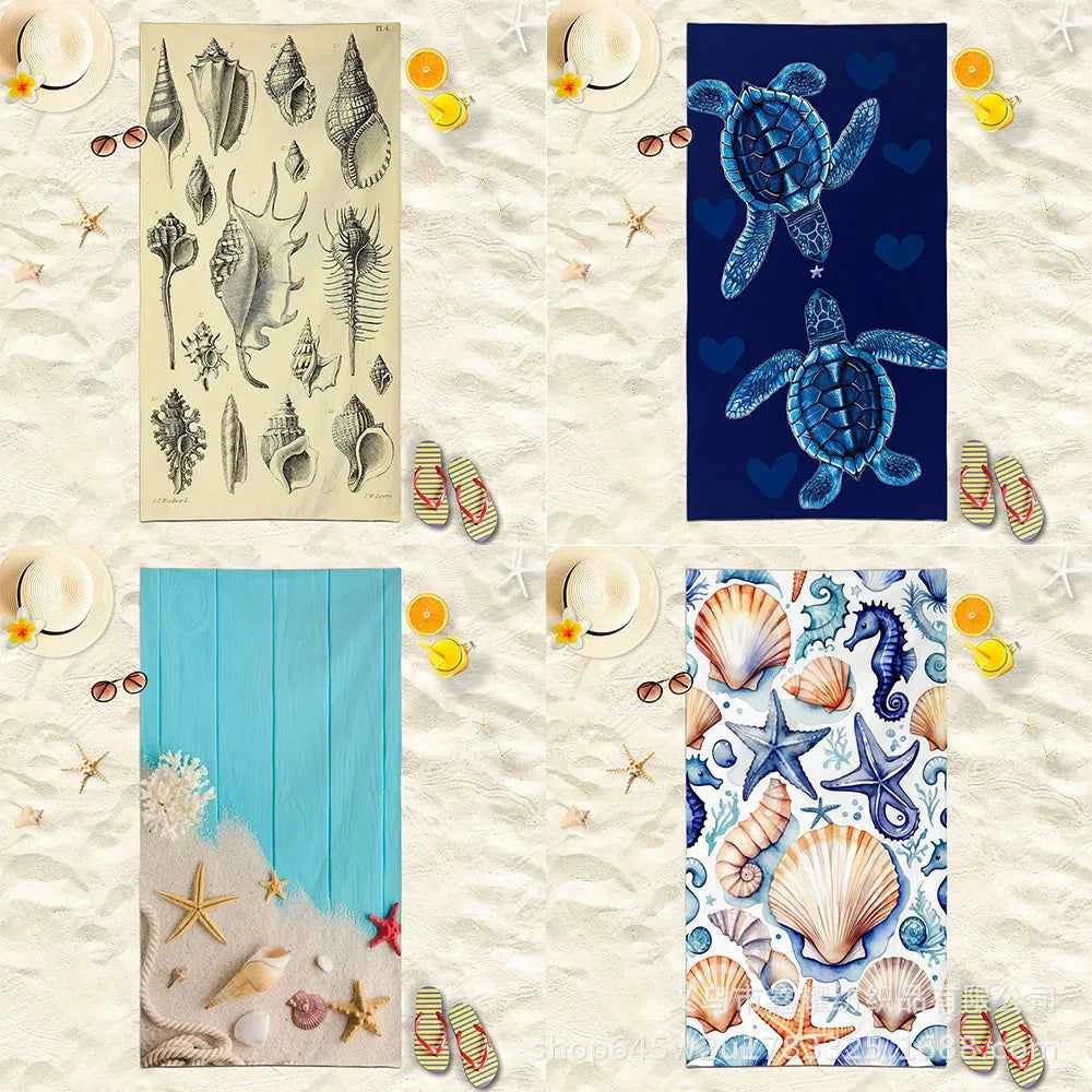 Beach Turtle Animal Printed Beach Towel, Quick Drying Absorbent Beach Towel Outdoor Sports Swimming Beach Towel Face Towel Towel