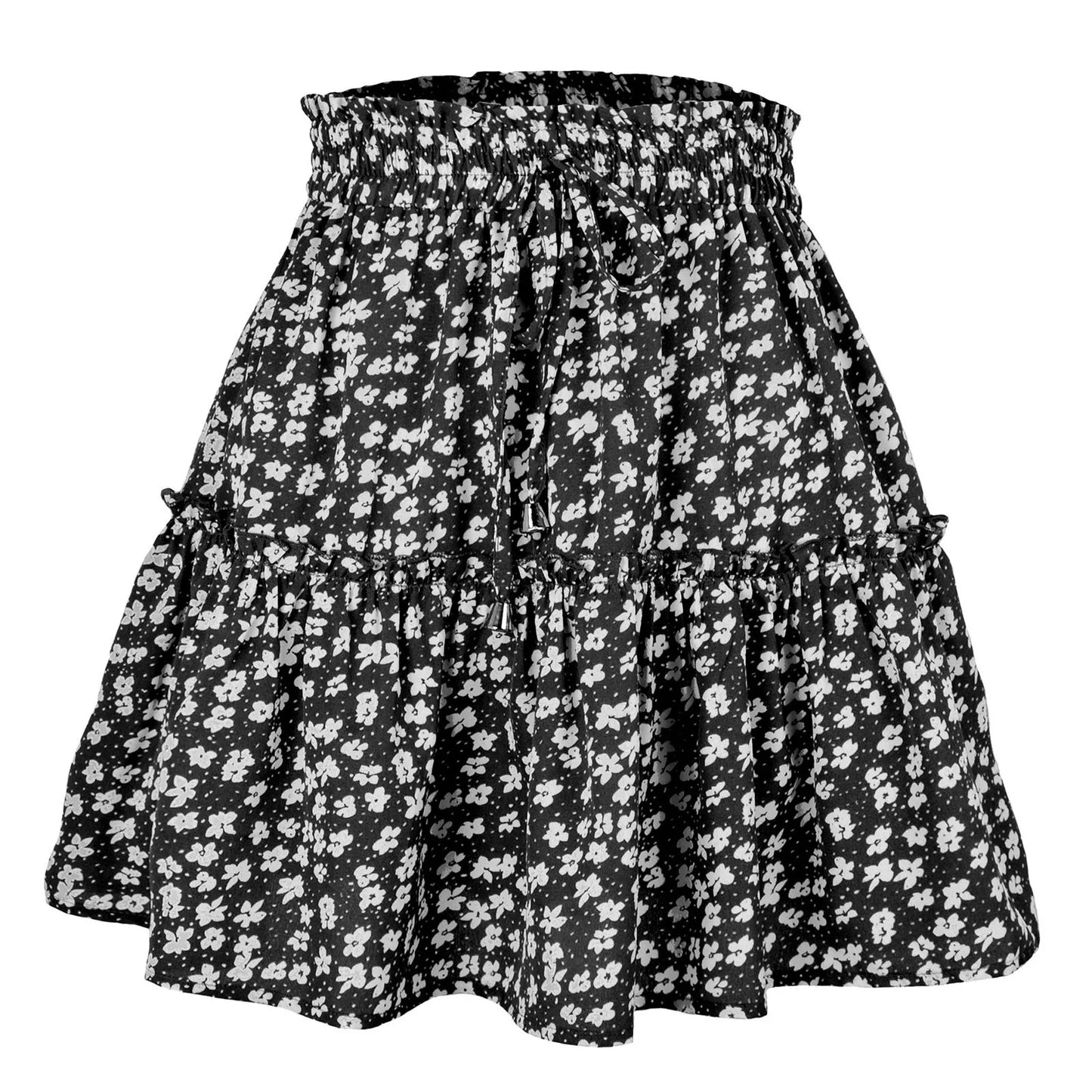 Skirts For Women Knee Length Women'S Summer Cute High Waist Ruffle Skirt Print Swing Beach Mini Skirt Ropas De Mujeres - ShoreCo.Shop