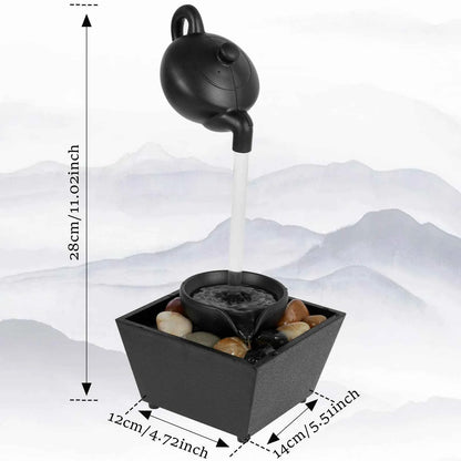 Tabletop Fountain Small Waterfall Fountain Desktop Decor With Light And Pebble USB Powered Sound Relaxation Fountain Ornament