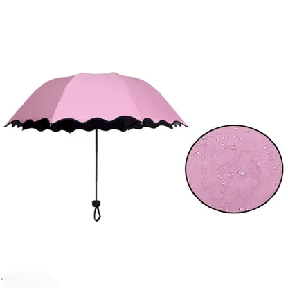 Umbrella Encountering Water Flowering 3-Fold Handheld Travel Umbrella UV Protection Portable Rain Umbrella with Parasol Frame    Your Coastal Marketplace | Shoreshopper.com