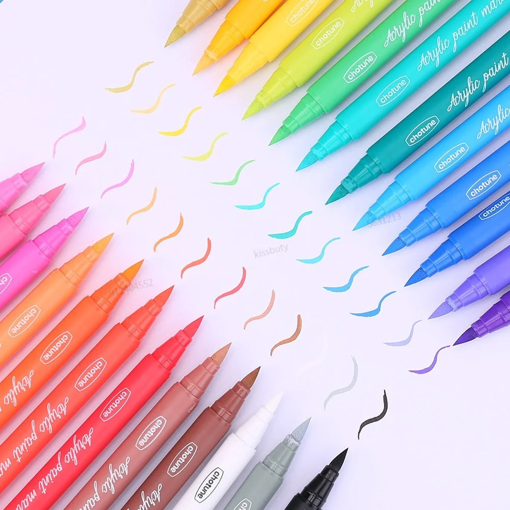 36 Colors Pastel Acrylic Paint Pens  Brush Markers for Wood Canvas Stone Rock Painting Glass Ceramic Fabric Metal Art Supplies    Home Decor Supply | Online Retail | ShoreShopper.com