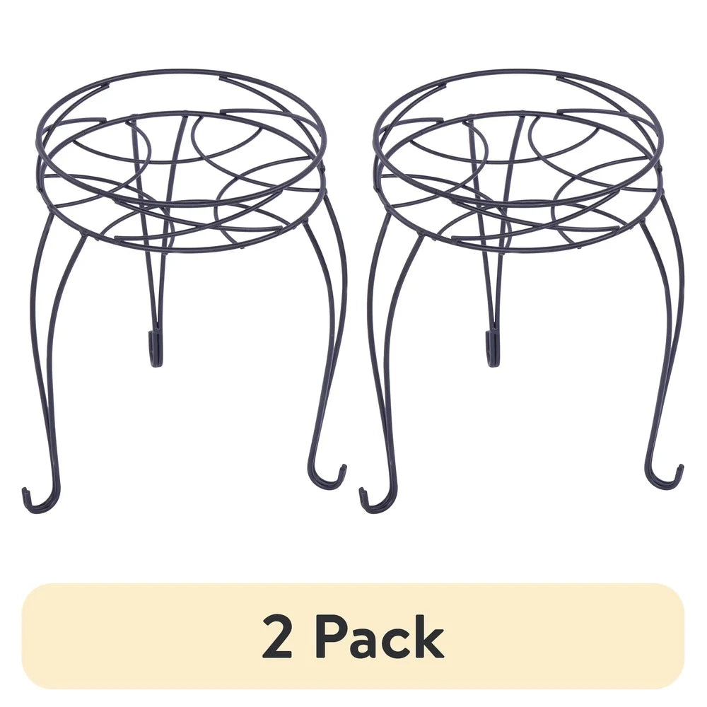 2 Pack Round Metal Plant Stand Indoor Outdoor Display Holder Collapsible Space Saving Iron Durable Rustproof Pots up to 9 Inch    Home Decor Supply | Online Retail | ShoreShopper.com