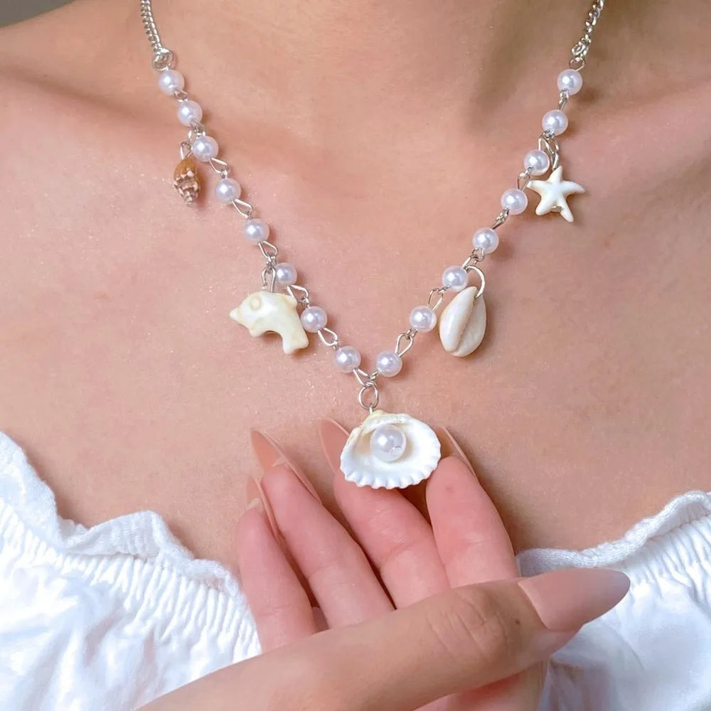 Seaside Style Sea Star Shell Beads Necklace Womens Summer Beach Vacation Neck Chain Bohemian Jewelry Accessories Gift    Your Coastal Marketplace | Shoreshopper.com