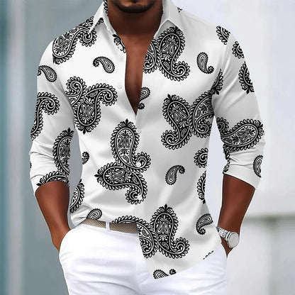 Men's Paisley Floral Print Shirt Fashionable Retro Casual Comfortable Soft Top for Social Party Holiday Clothing    Home Decor Supply | Online Retail | ShoreShopper.com