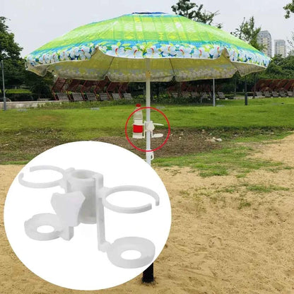 Beach Umbrella Drink Holder - Portable Cup Tray for Poolside/Boating, Plastic Patio Accessory with Adjustable Clamp for Parasols
