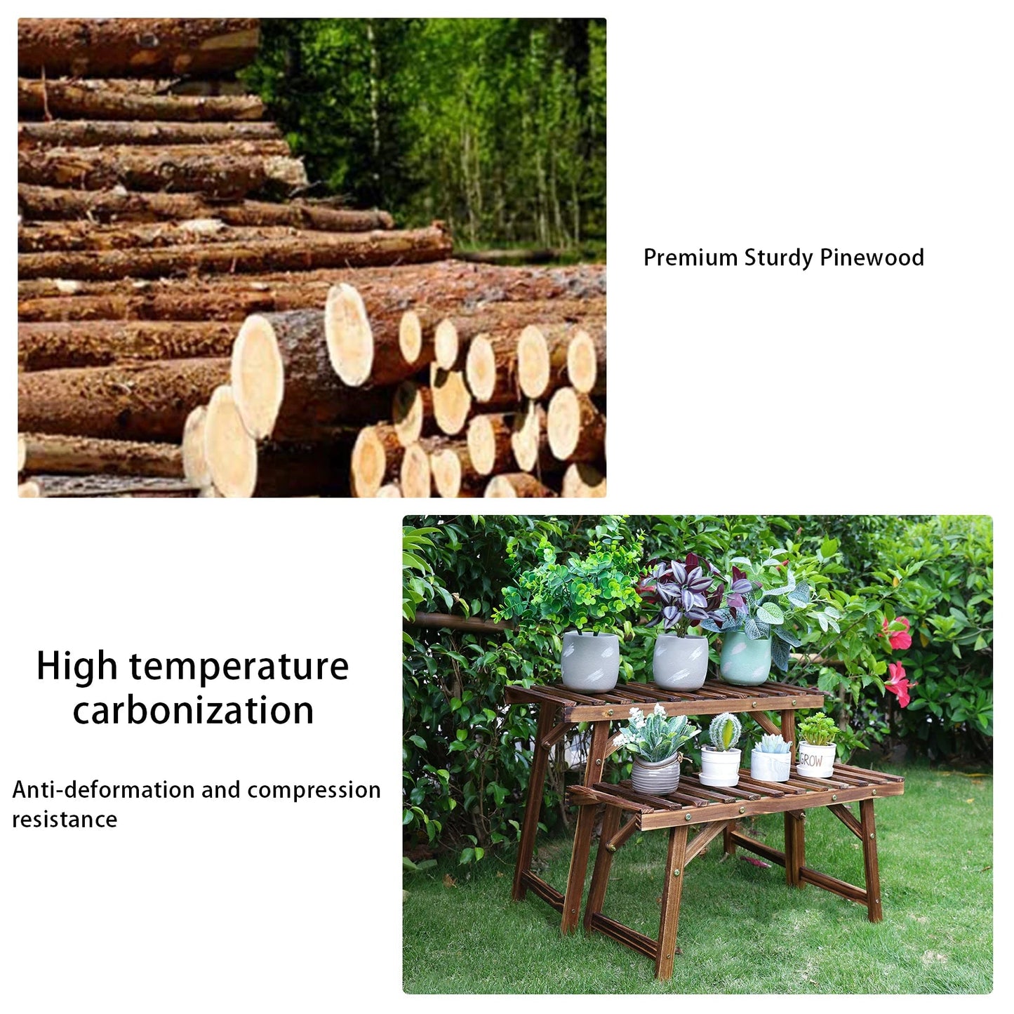 3 Tier Wood Ladder Shelf Corner Plant Stand Indoor Outdoor Flower Pot Rack    Home Decor Supply | Online Retail | ShoreShopper.com