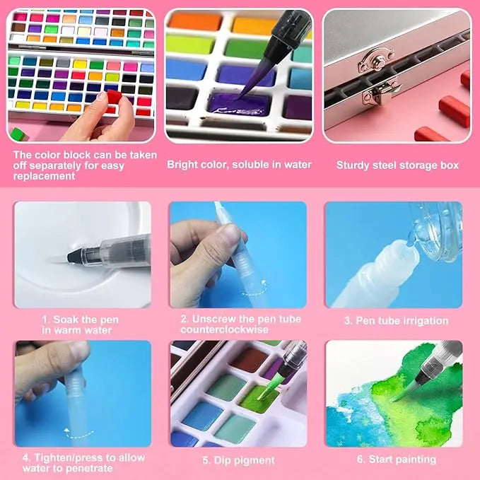 The 50/72/90/100/128/168 watercolor paint set includes a palette, brushes, drawing pens, professional painting supplies    Home Decor Supply | Online Retail | ShoreShopper.com