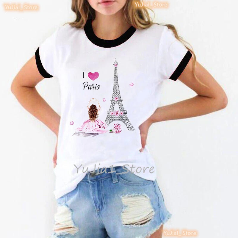 Traveling To Usa Graphic Printed Tshirt Women Paris Eiffel Tower Italy T Shirt Femme Summer Tops Short Sleeve T-Shirt Female    Home Decor Supply | Online Retail | ShoreShopper.com