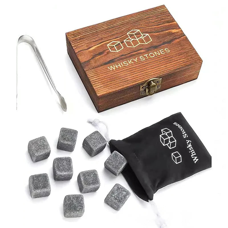 Father'S Day Gift For Men Whiskey Stones Set 8 Pcs Granite Ice Cubes+ 2 Pcs Cups For Whisky In Wooden Bottle Box Present For Dad    Your Coastal Marketplace | Shoreshopper.com
