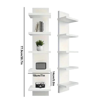 5 Layers Wall-Mounted Wood Bookshelf Storage Rack Board Shelf Organize Floating Shelf For Office Living Room Decor For Books    Home Decor Supply | Online Retail | ShoreShopper.com
