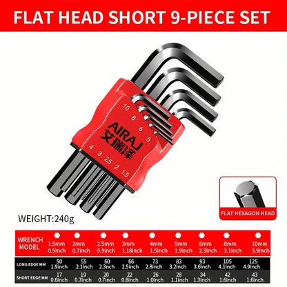 Professional 10-Piece Hex Key Set - Metric & SAE - CR-V Steel Allen Wrenches with Ball End    Home Decor Supply | Online Retail | ShoreShopper.com