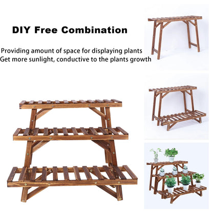 Set of 3 Wood Plant Stand,Rectangular Ladder Flower Pots Outdoor Indoor Plant Display Rack Storage for Home Garden Patio Balcony    Home Decor Supply | Online Retail | ShoreShopper.com