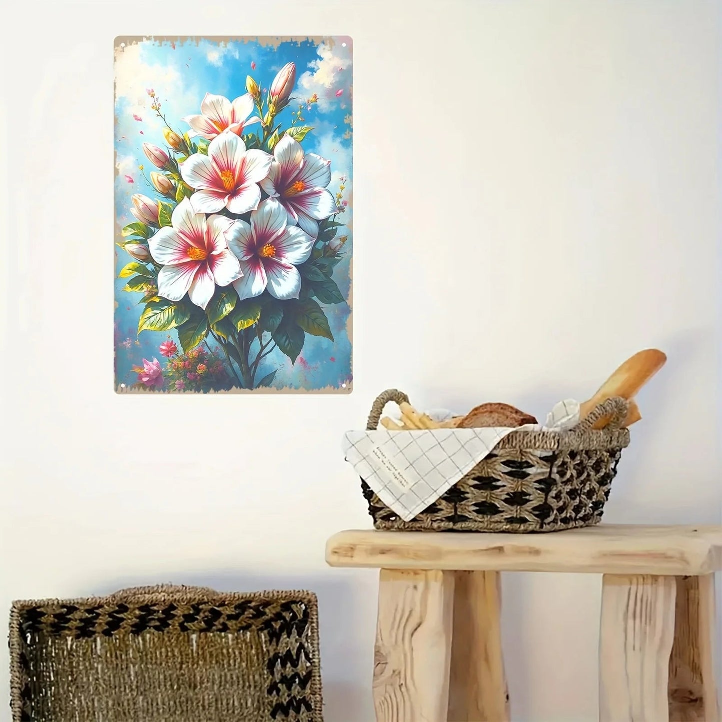 Vibrant 2D Hibiscus Flower Metal Wall Art - Hand-Painted 8x12 Inch Aluminum Decor for Home & Office, Ideal Room Accent    Home Decor Supply | Online Retail | ShoreShopper.com