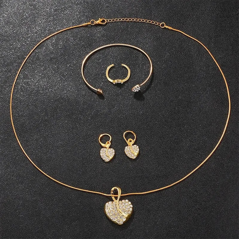 Women's Quartz Watch Gold Luxury Women Ring Necklace Earring Rhinestone Fashion Wristwatch Casual Ladies Watches Jewelry Set    Home Decor Supply | Online Retail | ShoreShopper.com
