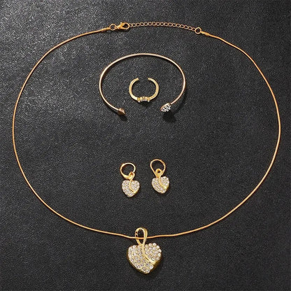Women's Quartz Watch Gold Luxury Women Ring Necklace Earring Rhinestone Fashion Wristwatch Casual Ladies Watches Jewelry Set    Home Decor Supply | Online Retail | ShoreShopper.com