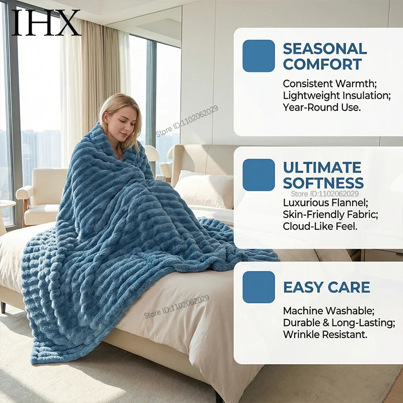 IHX Solid Color Imitation Rabbit Plush Milk Plush Thickened Thermal Leisure Home Blanket Office Nap Blanket, Custom Blanket Size    Your Coastal Marketplace | Shoreshopper.com