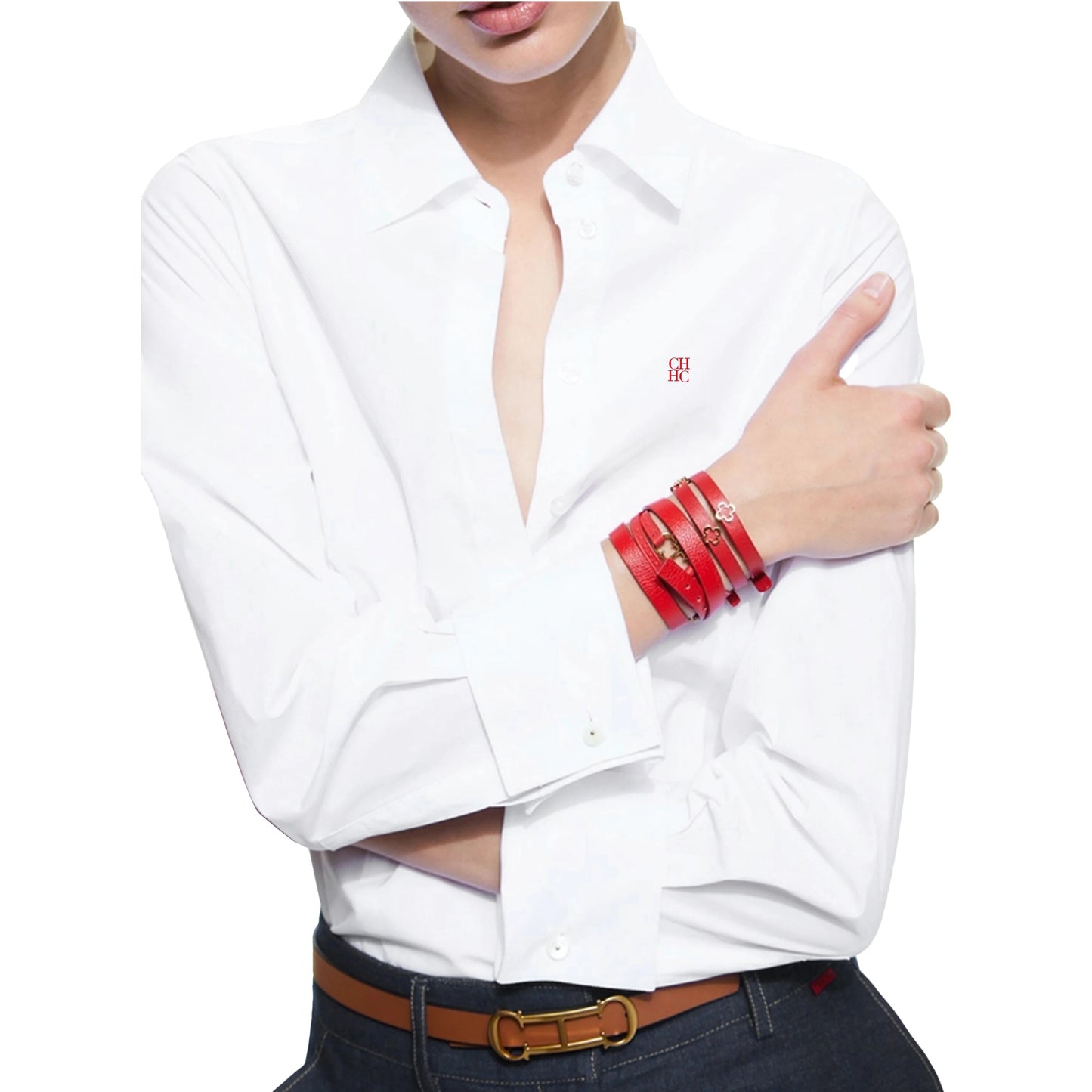 CH Women's Clothing -Women's White Button Down Shirt CHHC Logo Embroidered Long Sleeve Casual Formal Office Blouse Top    Your Coastal Marketplace | Shoreshopper.com
