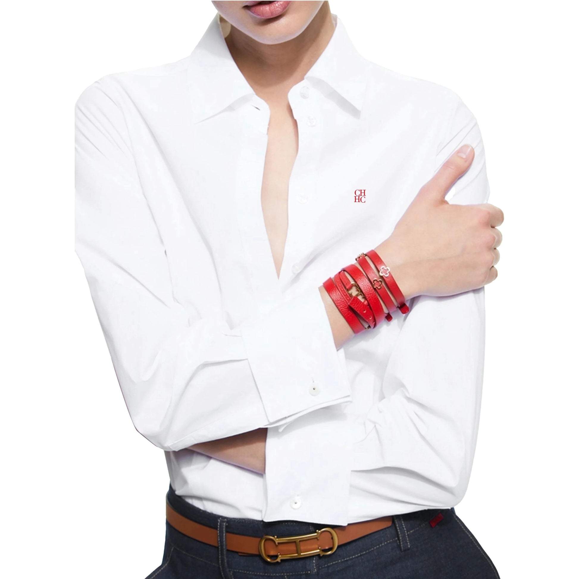 CH Women's Clothing -Women's White Button Down Shirt CHHC Logo Embroidered Long Sleeve Casual Formal Office Blouse Top    Your Coastal Marketplace | Shoreshopper.com