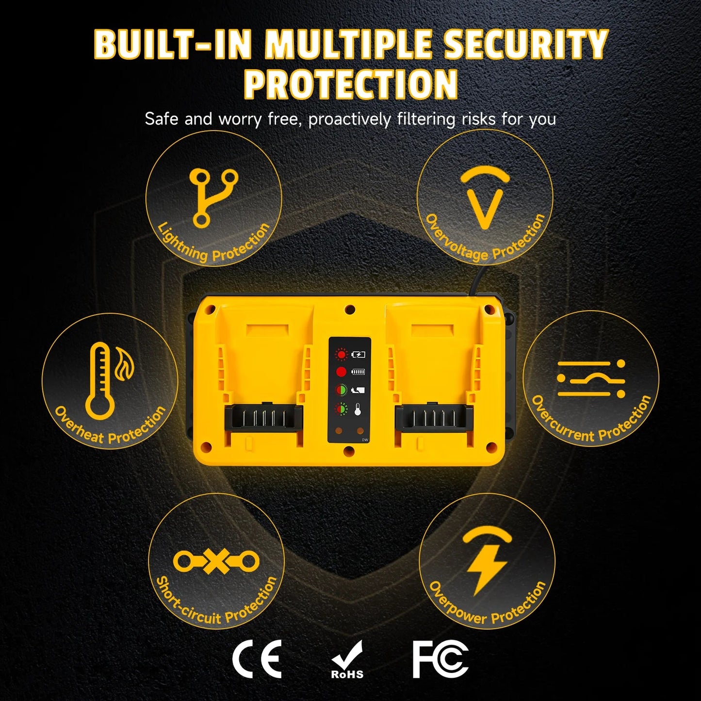 90W Battery Charger Replacement for Dewalt 18V 20V Lithium Battery Rechargeable DCB207 DCB206 DCB204 DCB203 Fast Dual Charger    Home Decor Supply | Online Retail | ShoreShopper.com