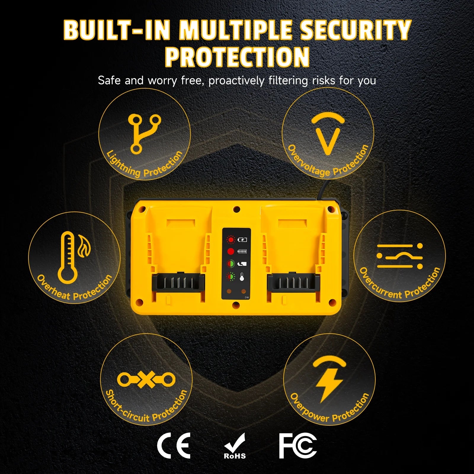 90W Battery Charger Replacement for Dewalt 18V 20V Lithium Battery Rechargeable DCB207 DCB206 DCB204 DCB203 Fast Dual Charger    Home Decor Supply | Online Retail | ShoreShopper.com