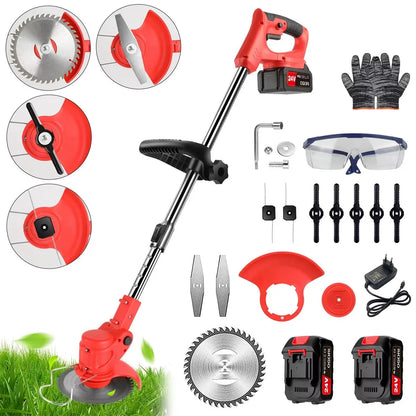 Electric Lawn Mower Cordless Grass Cutter with 2 Batteries Handheld Lawnmower Adjustable Length Grass Trimmer    Home Decor Supply | Online Retail | ShoreShopper.com